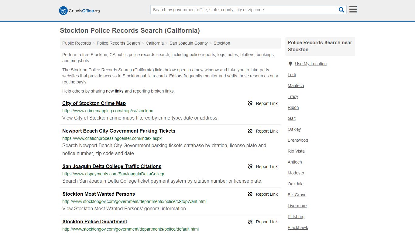 Police Records Search - Stockton, CA (Accidents & Arrest ...