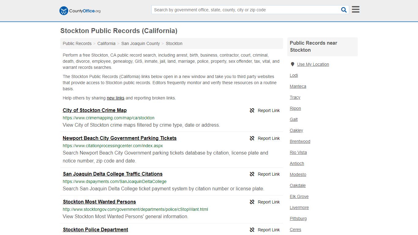 Public Records - Stockton, CA (Business, Criminal, GIS ...